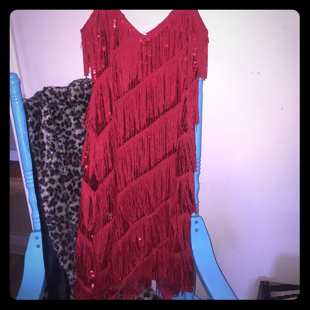 Red fringe dress